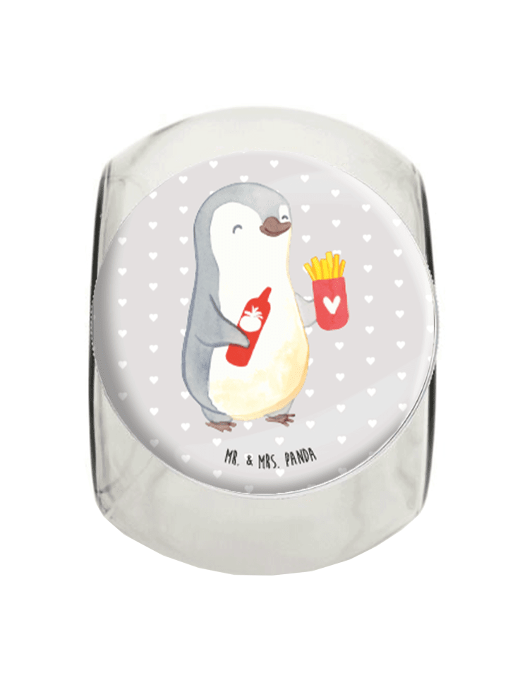 Bonbonglas Pinguin Pommes ohne Spruch in Grau Pastell