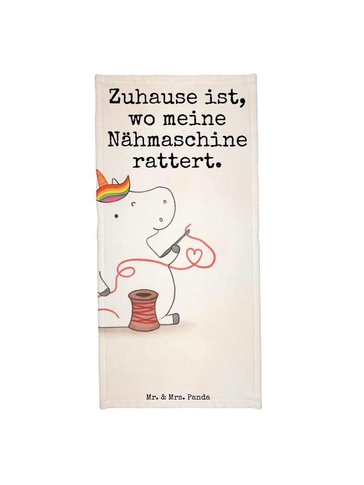 Badetuch Einhorn Näherin Design mit Spruch in Weiß