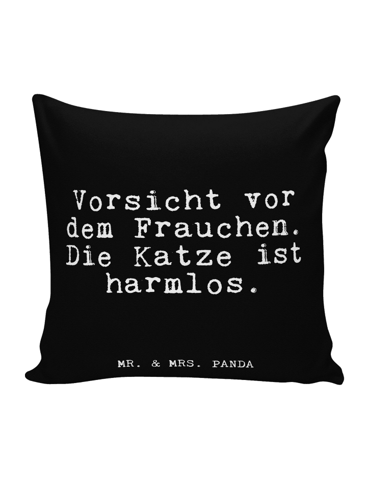 Kissen Vorsicht vor dem Frauchen.... mit Spruch in Schwarz