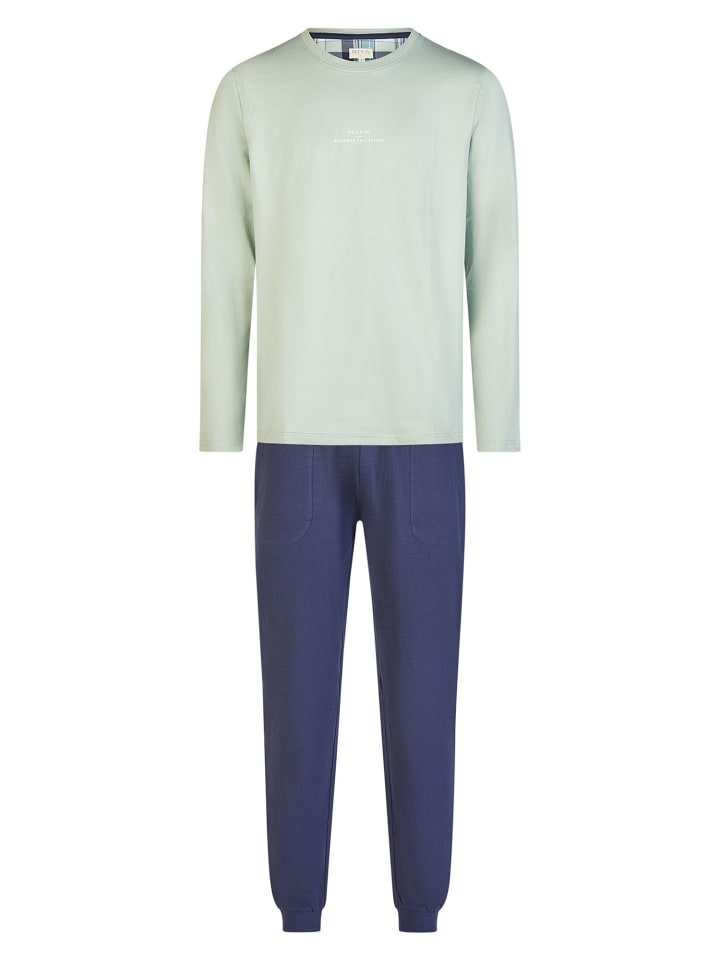 Pyjama Weekend Collection in hellgrün/dunkelblau