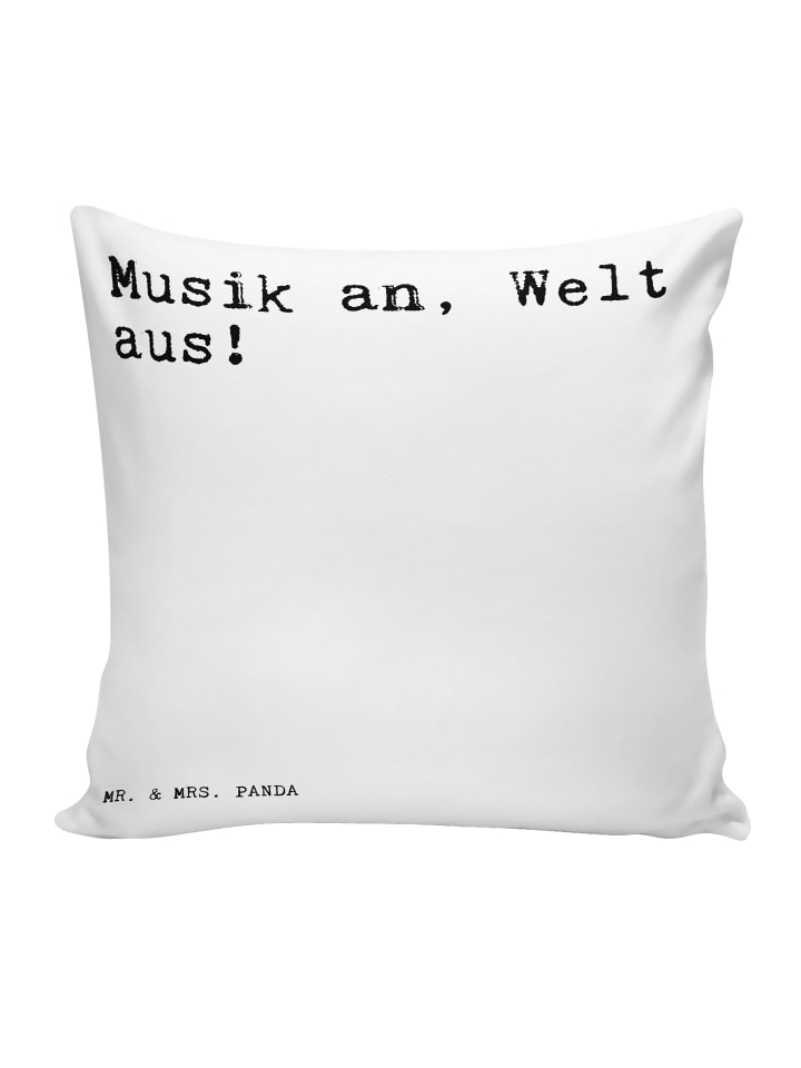 Kissen 40x40 Musik an, Welt aus!... mit Spruch in Weiß