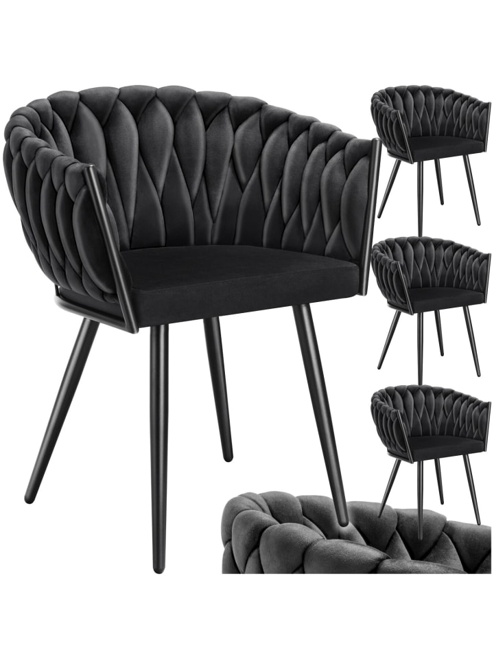 Samtstuhl gepolstert, mit Samtbezug, Knotendesign, 60,5 x 55 x 75 cm
