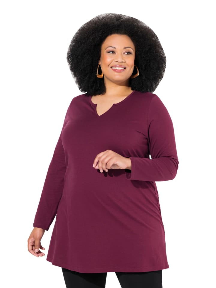 Longshirt in dunkel weinrot