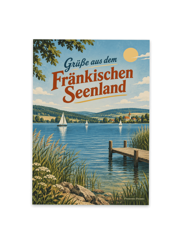 Postkarte See nostalgisch Design mit Spruch in Weiß