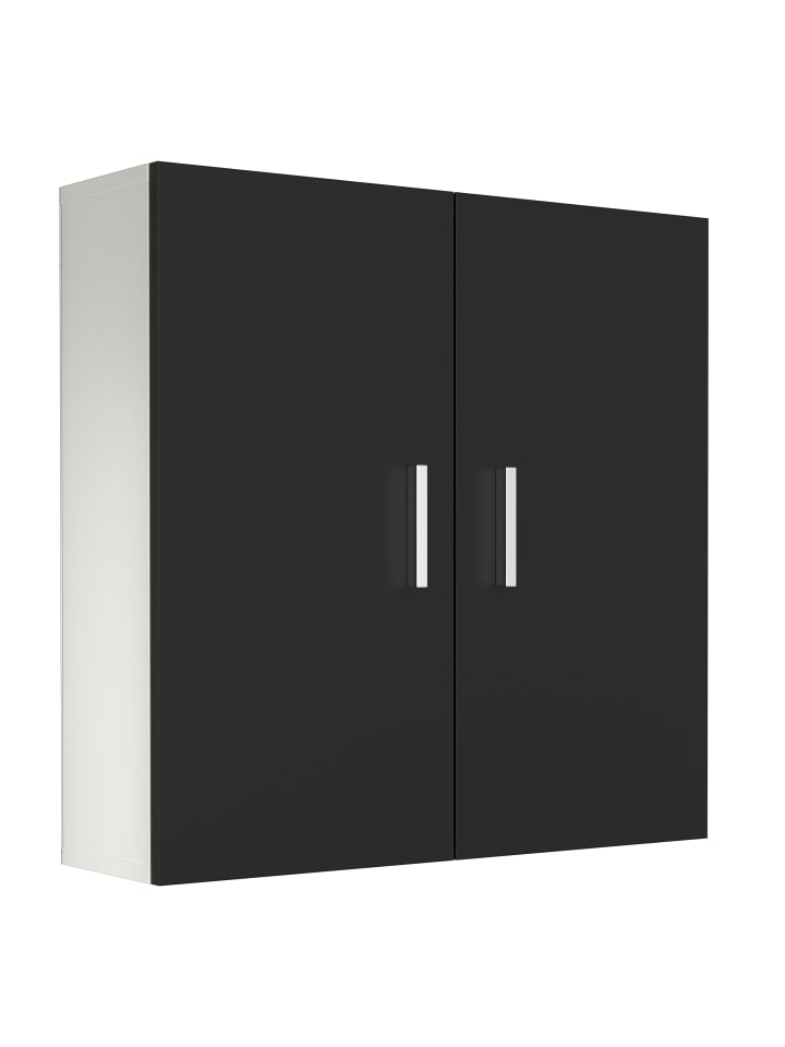 Wandregal Badregal Badmöbel Wandschrank Zalo in Weiß / Schwarz
