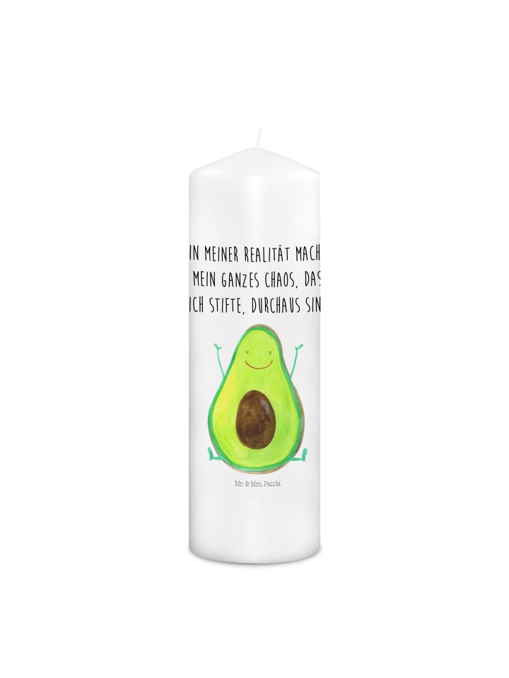 Kerze Avocado Glücklich mit Spruch in Weiß