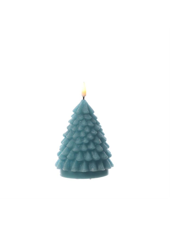 LED Kerze Tannenbaum Weihnachtsbaum Echtwachs H: 11cm in grün
