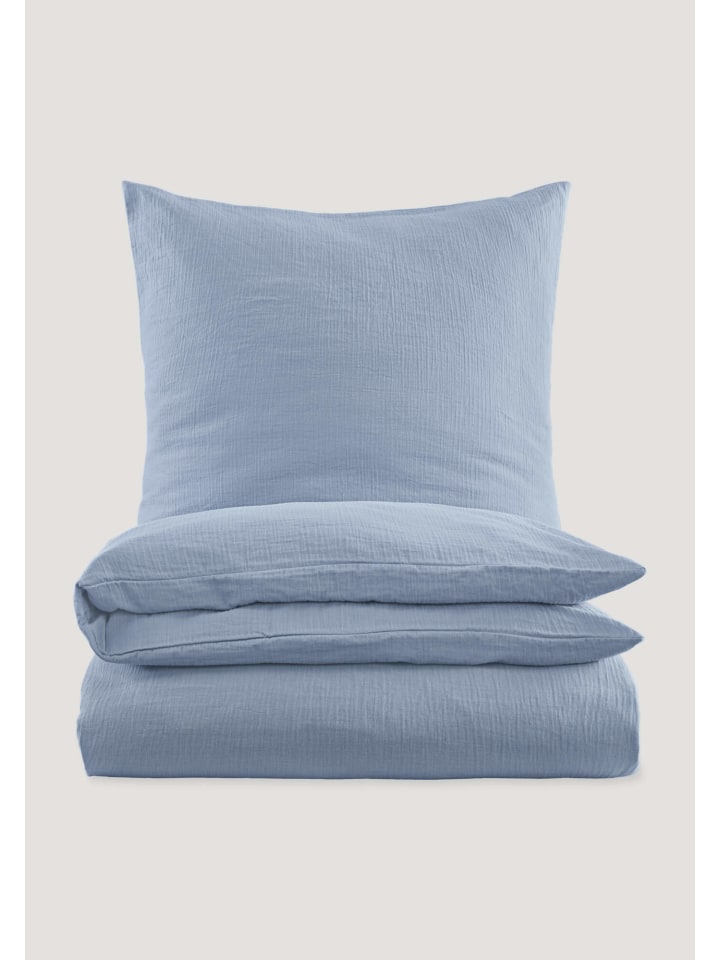 Musselin Bettwäsche-Set in graublau