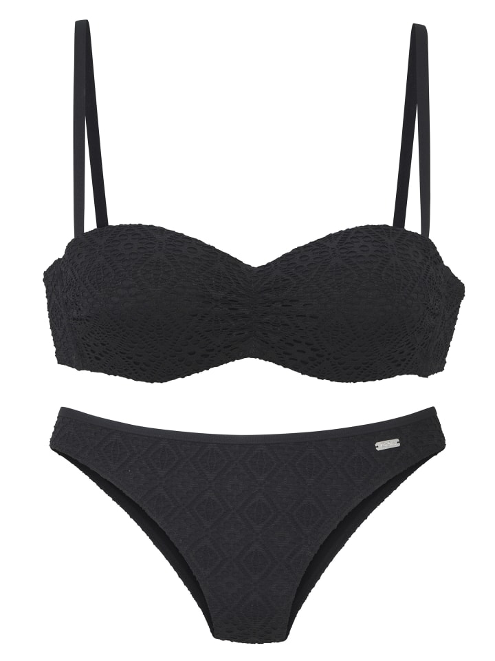 Bügel-Bandeau-Bikini in schwarz