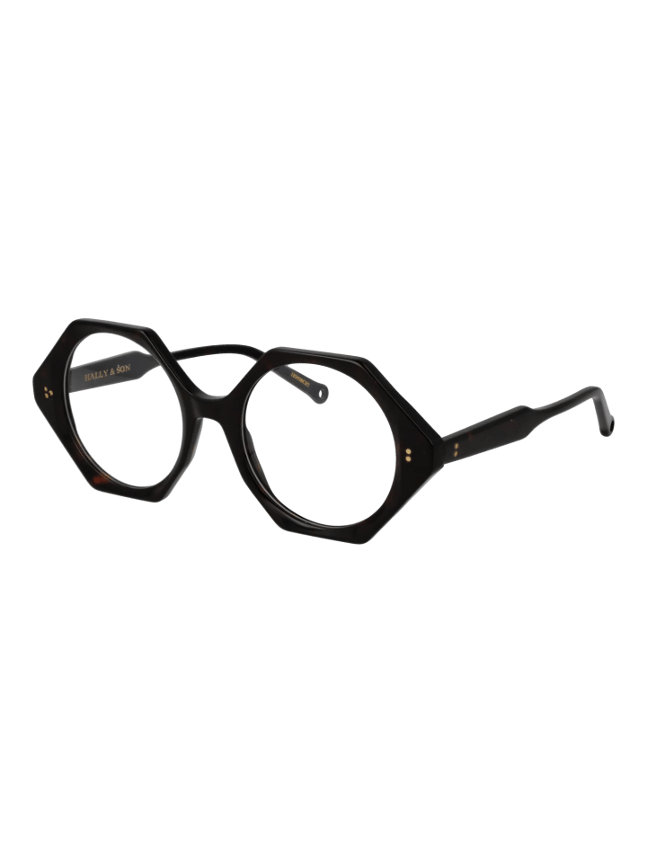 Damen Brillenfassung mit Sonnenbrillen-Clip Geometrisch Braun