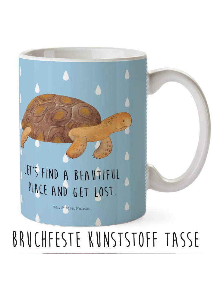 Kaffeebecher Schildkröte MHerzieren mit Spruch in Blau Pastell