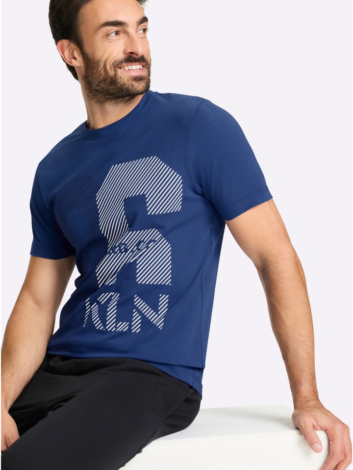 Freizeitshirt in royalblau-bedruckt