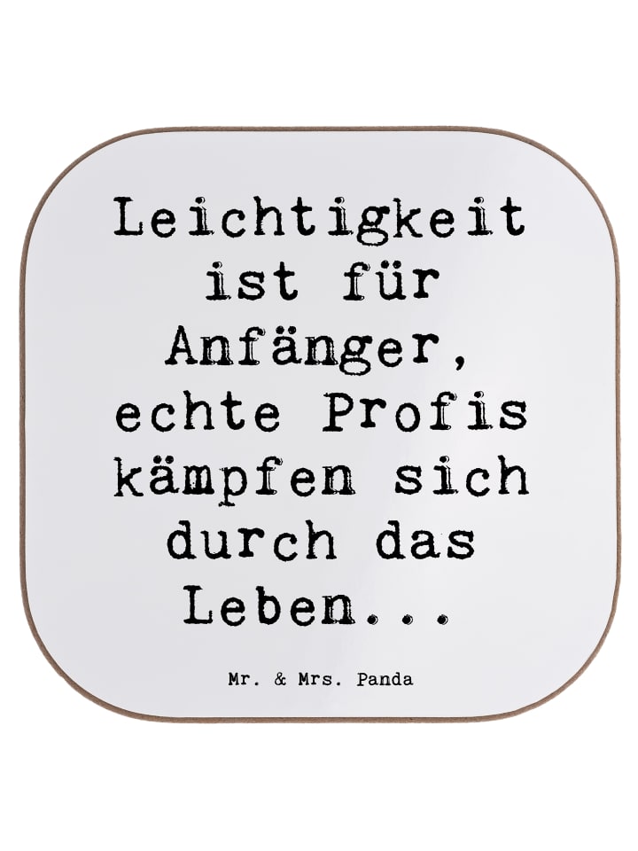 Glas-Untersetzer Spruch Leichtigkeit für Profis... in Weiß