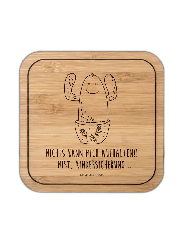 gläseruntersetzer Kaktus Happy mit Spruch in Transparent