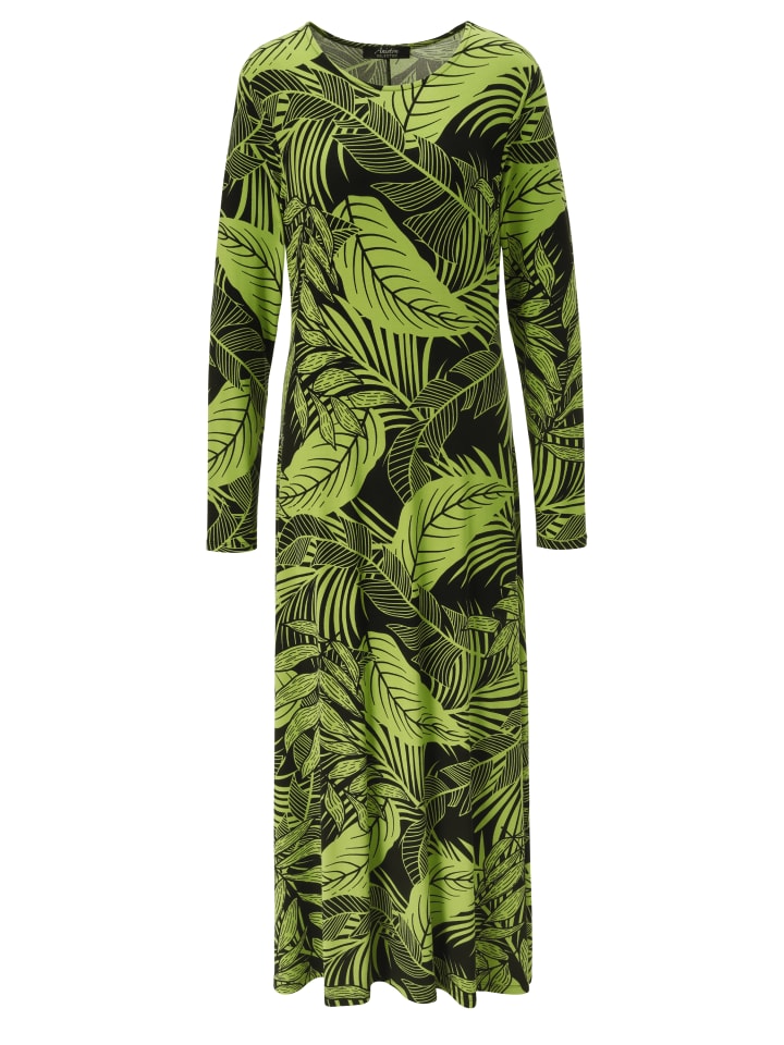 Maxikleid in kiwigrün-schwarz