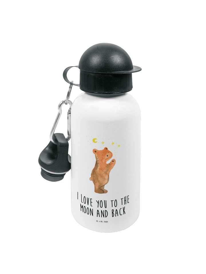 Trinkflasche Verliebter Bär mit Spruch in Weiß