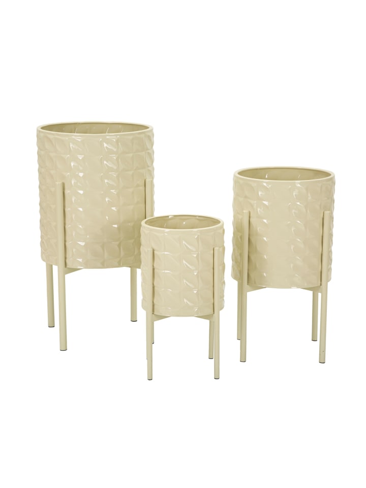 Farbige Metall-Pflanztöpfe, 3er-Set, Ø 36 x 56,5 cm, 30 x 48,5 cm, 24 x 37,5 cm
