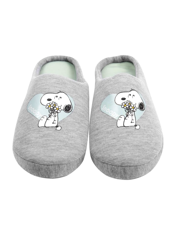 United Labels Hausschuhe für Damen Snoopy Slipper Pantoffeln in Grau