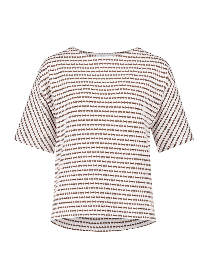 Sweatpullover mit Rundhalsausschnitt in Weiß/Braun