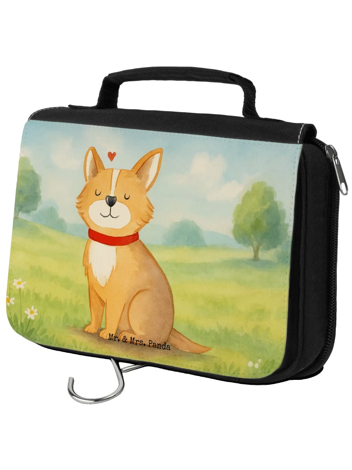Kosmetiktasche Hund Glück Design ohne Spruch in Weiß