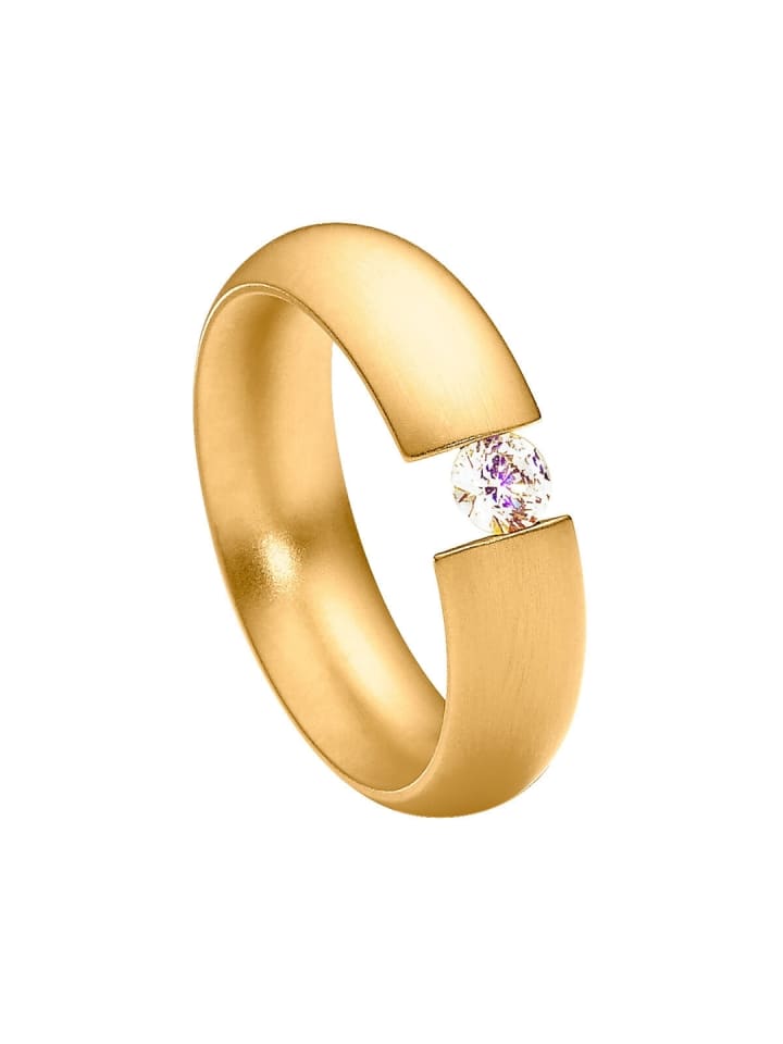 Fingerring Intensio Gewölbt goldfarben in weiss