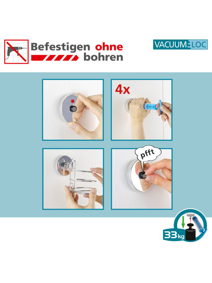 Vacuum-Loc® Wand Zahnputzbecher Milazzo 2er Set, Vacuum-Loc® Wand Zahnputzbecher Mod. Milazzo 2er Set in Chrom