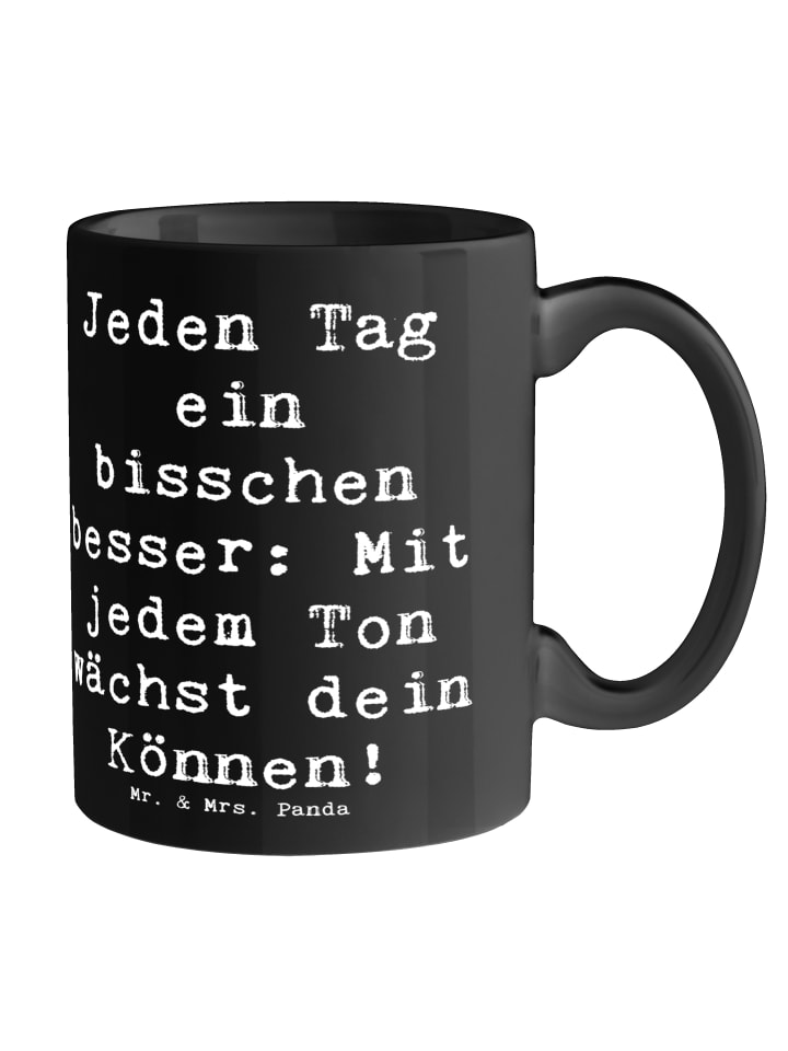 Tasse Ein neues Musikinstrument lernen mit Spruch in Schwarz