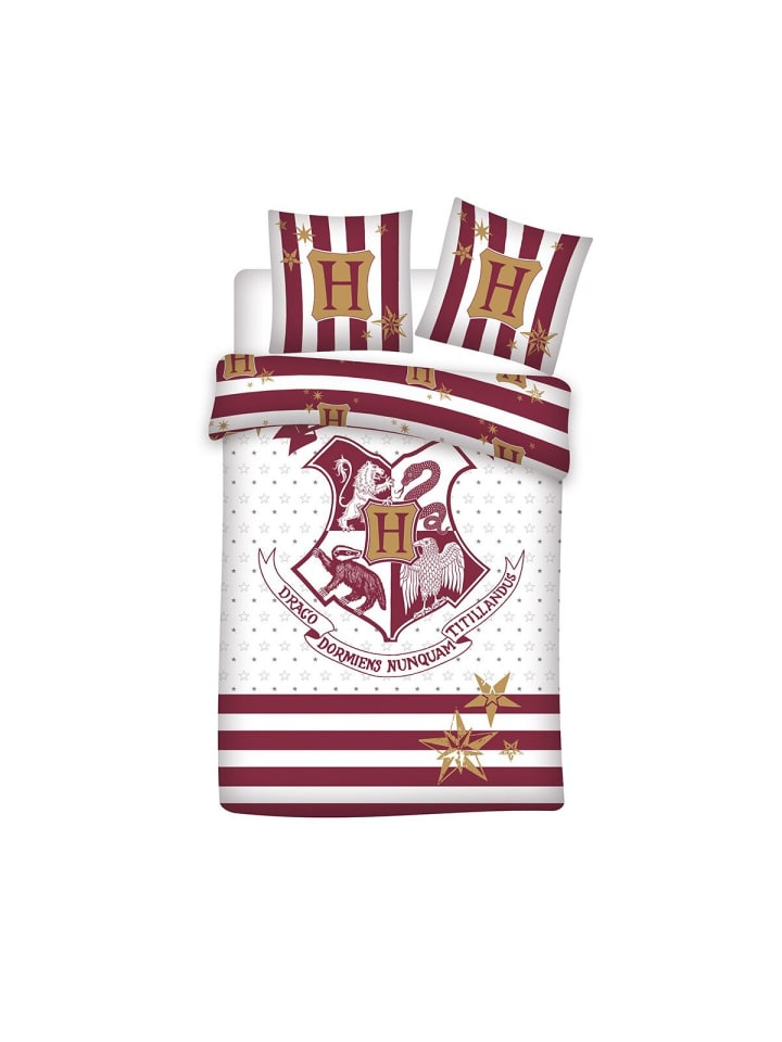 Harry Potter Bettwasche Set 100% Bio-Baumwolle 2x Kissenbezüge in Weiß