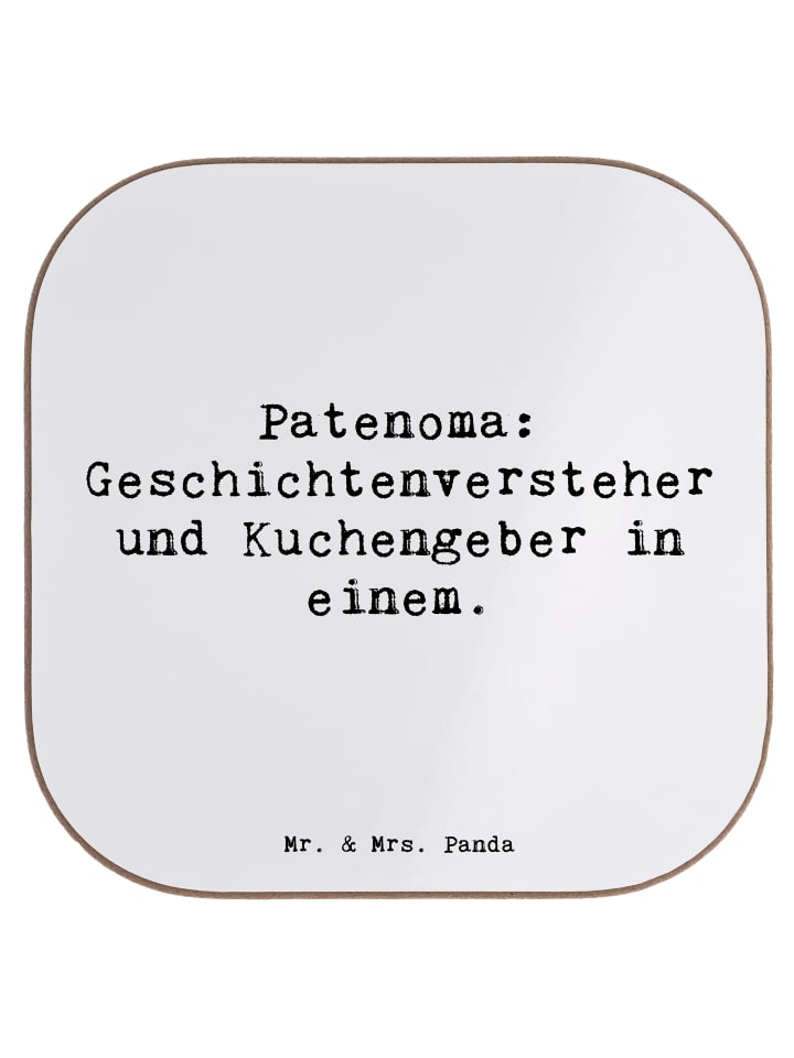 Untersetzer Patenoma mit Spruch in Weiß