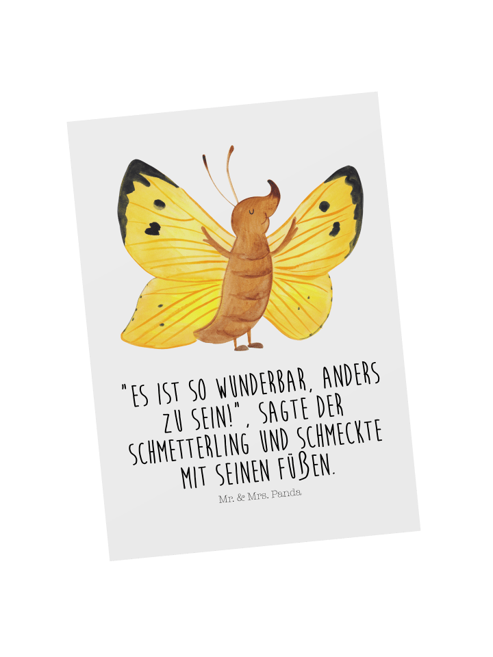 Postkarte Schmetterling Zitronenfalter mit Spruch in Weiß