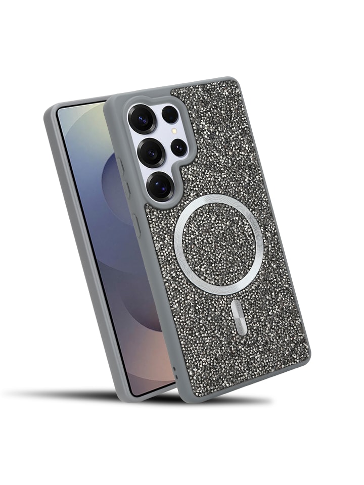 Hülle für Samsung Galaxy S24 ULTRA Glitzer Schutzhülle in Grau