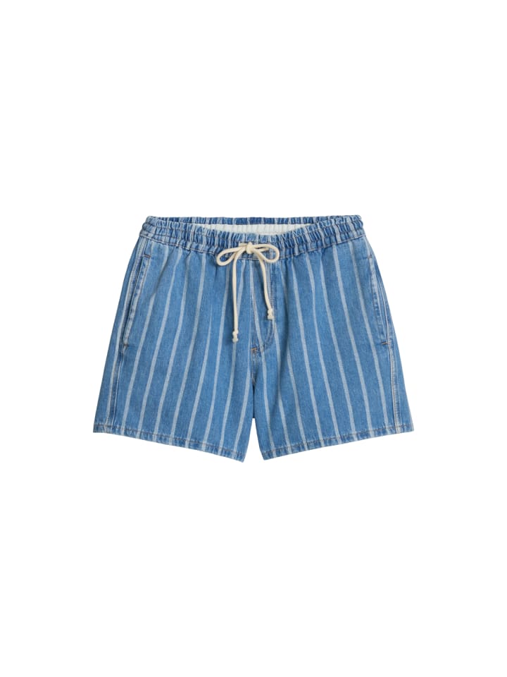 Gestreifte Shorts relaxed in Medium Blue