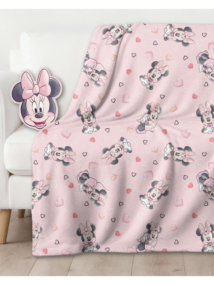Kuschelset, Decke und Kissen "Disney Minnie Maus" in Rosa