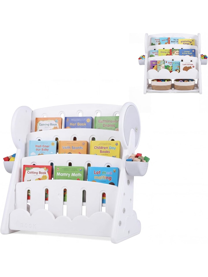 4 stufiges Kinder Bücherregal in Grau