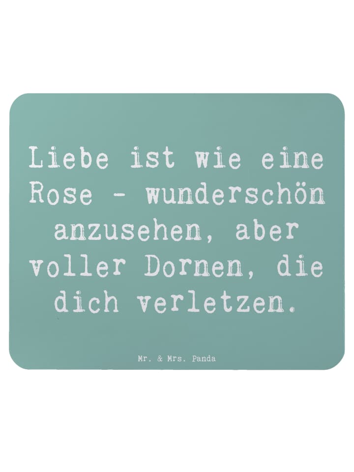 Maus Pad Spruch Rose Herzschmerz mit Spruch in Meeresbrise