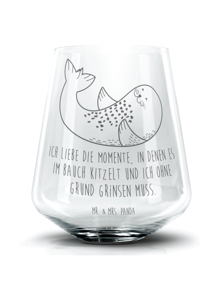 Tumbler Robbe Liegen mit Spruch in Transparent