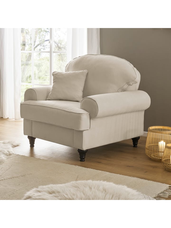 Sessel beige Landhaus, Loungesessel 110 cm
