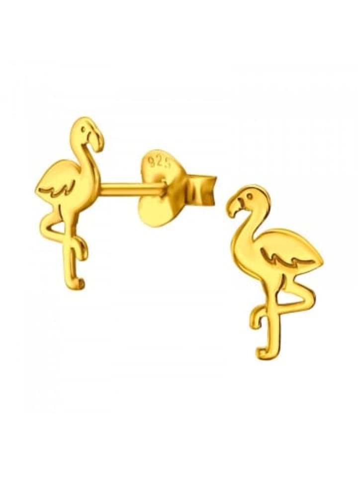 Ohrstecker FLAMINGO in Gold aus 925 Sterling Silber, 2-tlg.