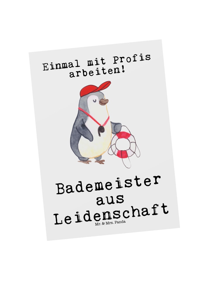 Postkarte Bademeister Leidenschaft mit Spruch in Weiß