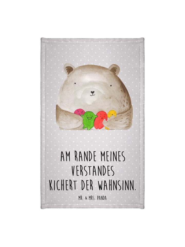 Handtuch Bär Gefühl mit Spruch in Grau Pastell