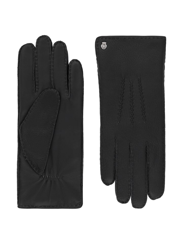 Hirschleder-Handschuh mit Kaschmirfutter in Black