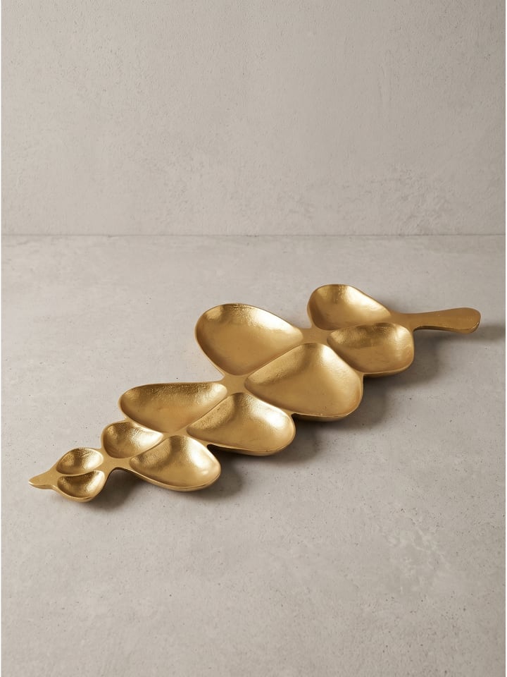 Dekoschale organisch, lackiertes Aluminium, handgefertigt, Modern in Gold