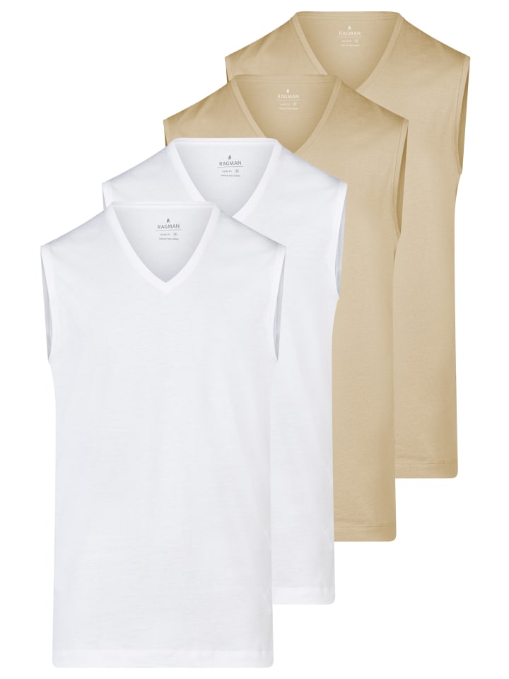 Unterhemd / Tanktop Basic in Weiß / beige