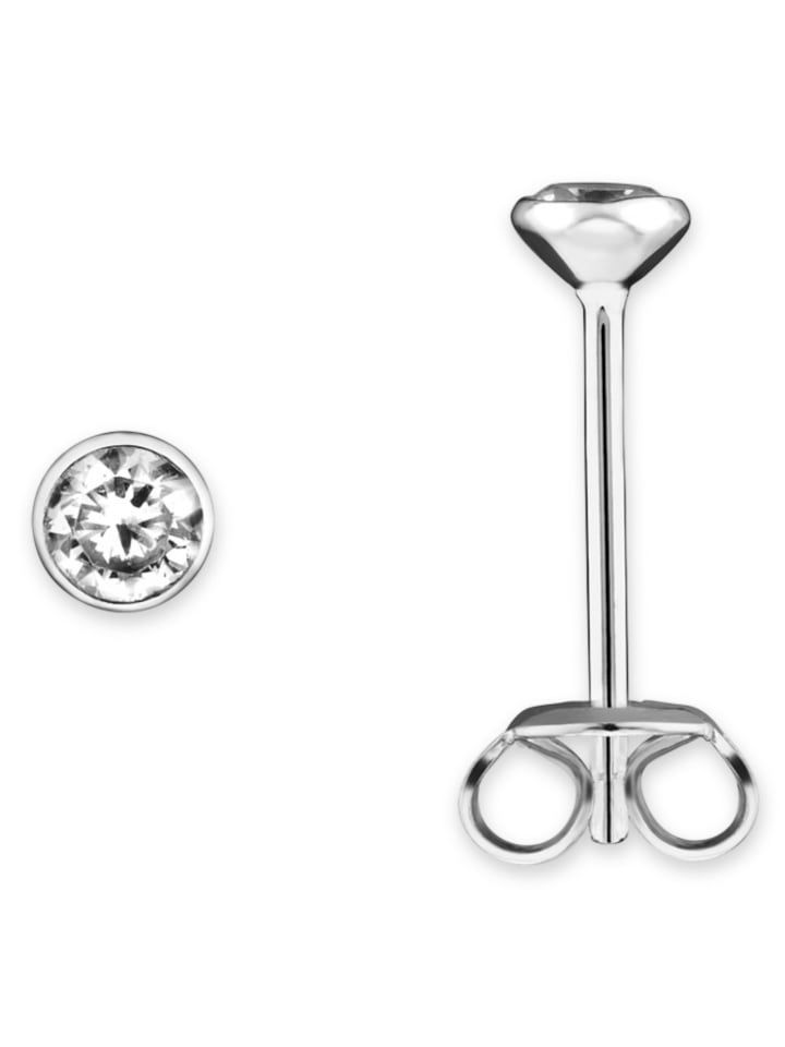 Zirkonia Zarge Ohrringe   Ohrstecker aus 925 Silber in silber