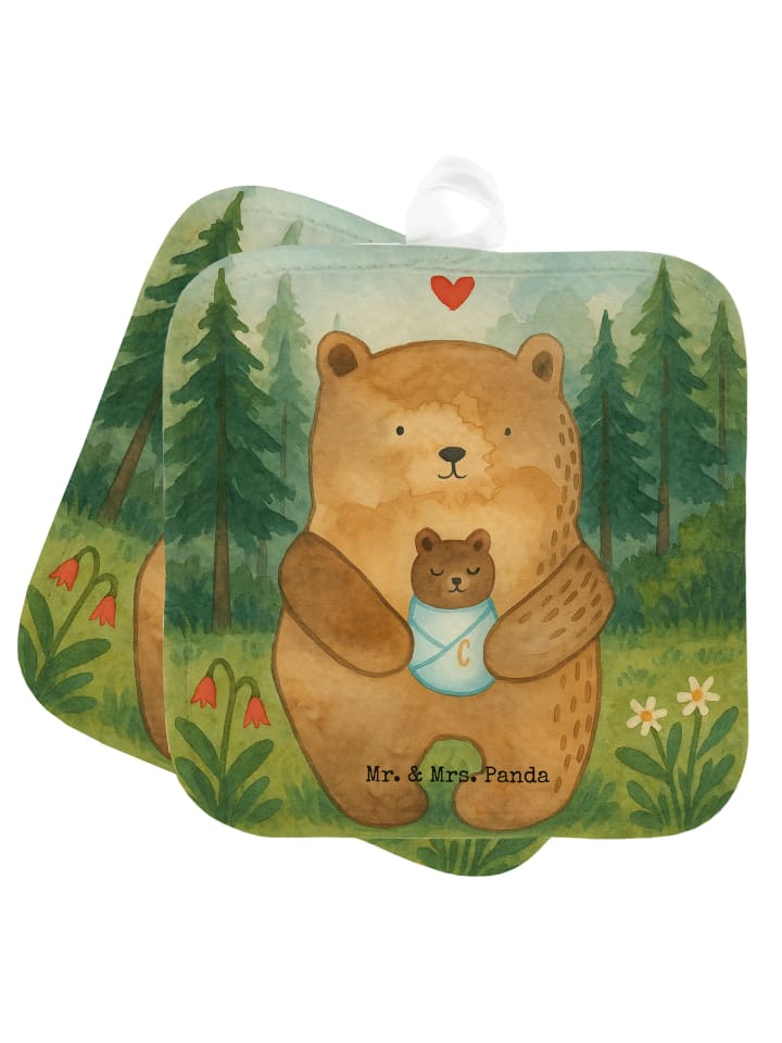 Topflappen Bär Baby Design ohne Spruch in Weiß