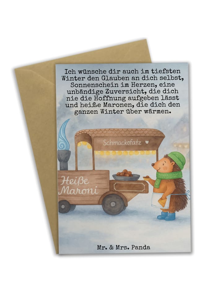 Glückwunschkarte Igel Maronen Design mit Spruch in Weiß