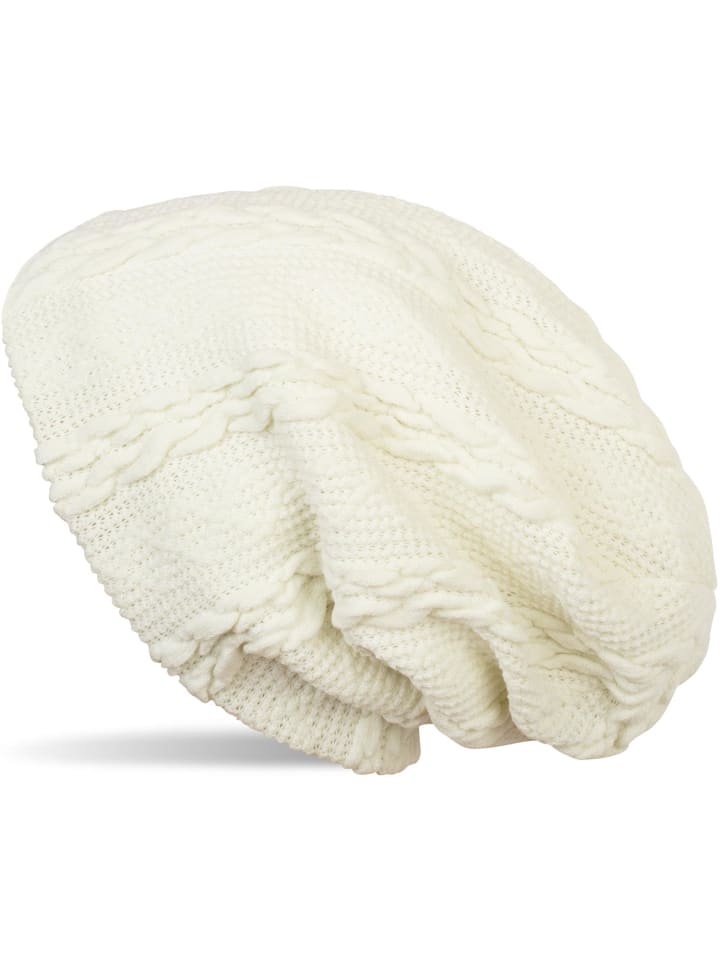 Feinstrick Beanie Mütze in Creme-Beige