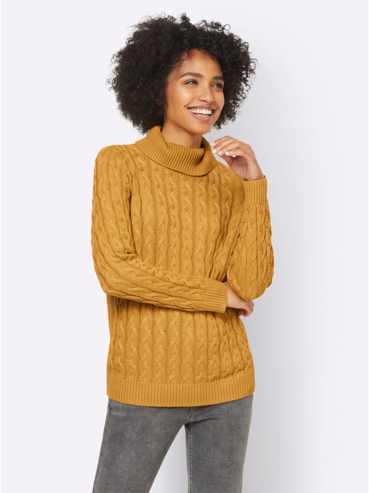 Rollkragen-Pullover in ocker