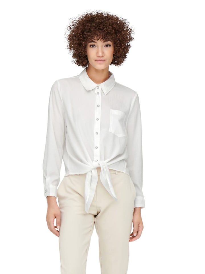Bluse ONLLECEY LS KNOT in Weiß