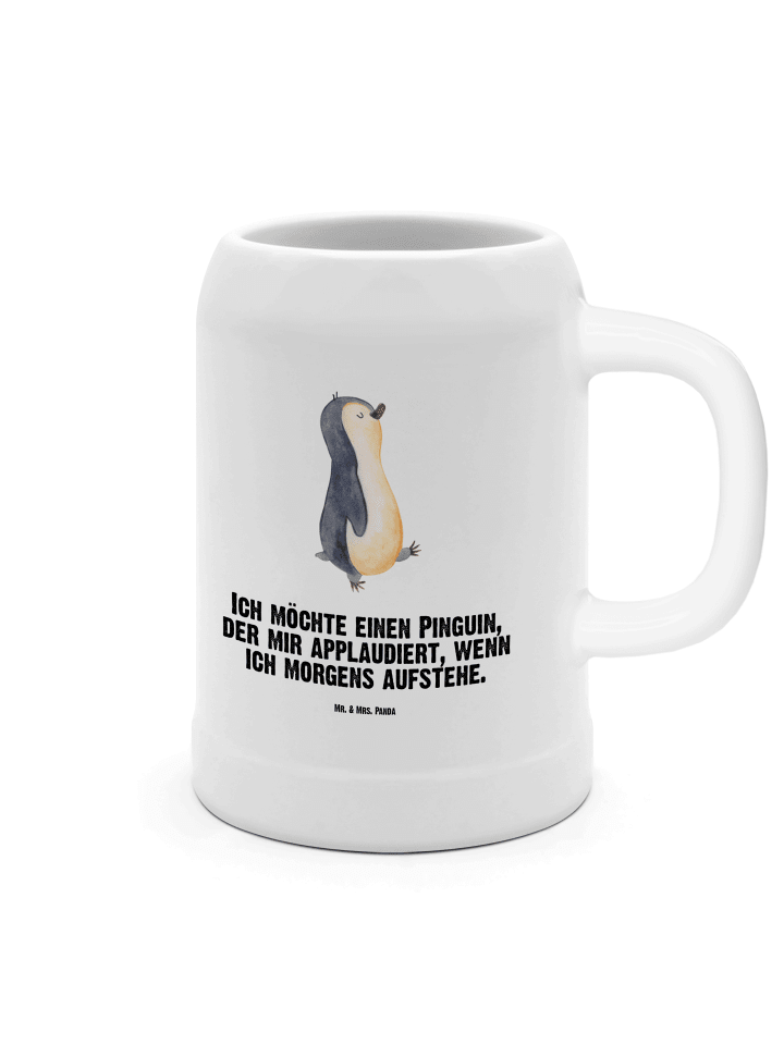 Krug Pinguin mHerzieren mit Spruch in Weiß